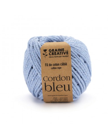 pelote coton câblé BLEU CIEL 2,5mm - 200g / 80mètres