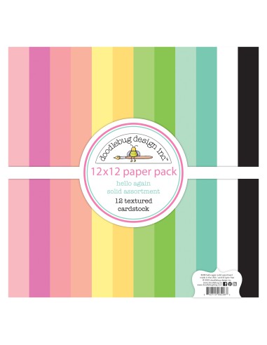 BLOC DE 12 CARDSTOCK TEXTURÉS 30,5 x 30,5cm - 230g/m2 - pastel