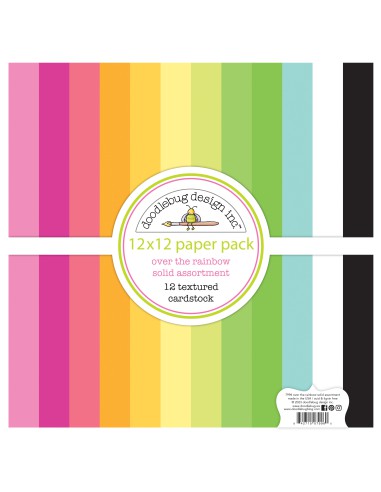 BLOC DE 12 CARDSTOCK TEXTURÉS 30,5 x 30,5cm - 230g/m2 - couleurs vives