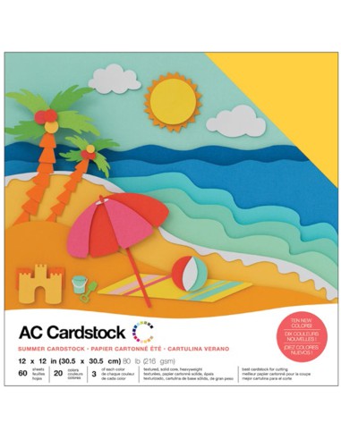 Bloc de 60 cardstock 30,48 X 30,48cm - legèrement texturé 216g/m2- SUMMER