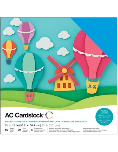 Bloc de 60 cardstock 30,48 X 30,48cm - legèrement texturé 216g/m2- BRIGHTS