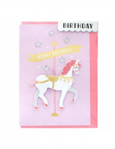 Carte Enveloppe Anniversaire Licorne Birthday Carousel