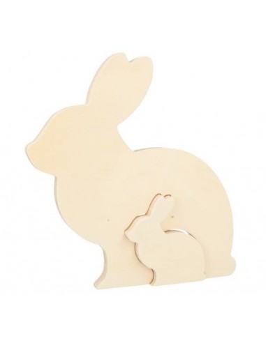 lapin bois  gigogne 18,6x20x1,5cm